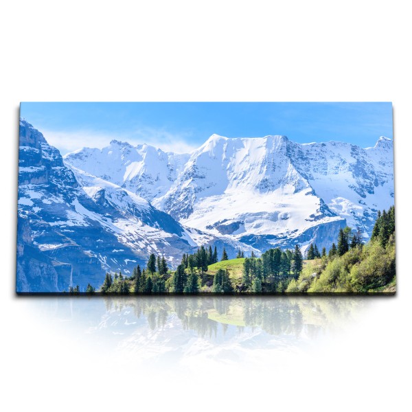 Paul Sinus Art Kunstdruck Bilder 120x60cm Alpenlandschaft Natur Berge Schnee Tanne Schneegipfel