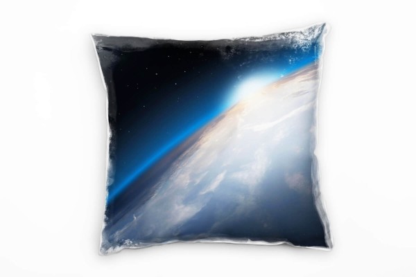 Paul Sinus Art künstlerische Fotografie, blau, schwarz, Erde, Weltall Deko Kissen 40x40cm für Couch Sofa Lounge Zie