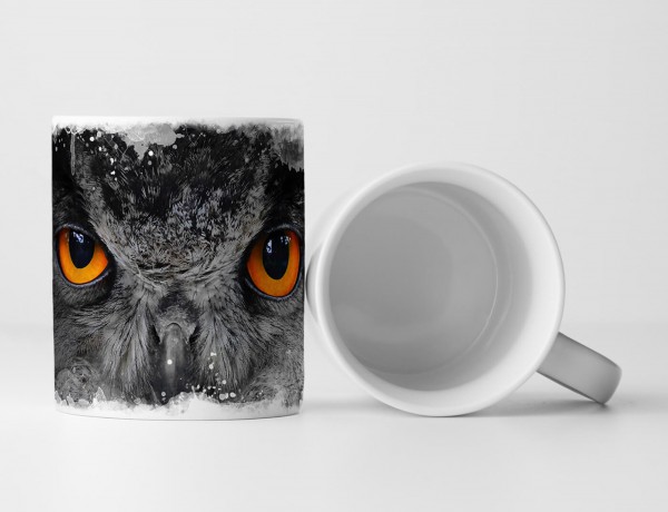 Paul Sinus Art Tasse Geschenk Tierfotografie – Uhu mit orangen Augen