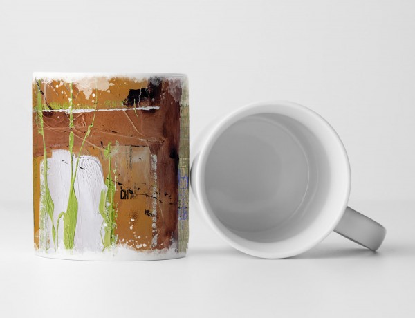 Paul Sinus Art Tasse Geschenk sandbraune Grundierung; weißen Stelle hellgrünen Farbspritzern + Aufschrift