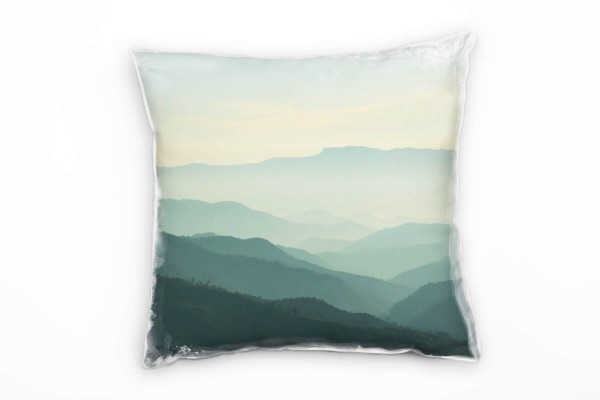 Paul Sinus Art Landschaften, Berge, verschiedene Blautöne Deko Kissen 40x40cm für Couch Sofa Lounge Zierkissen