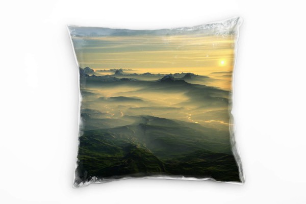 Paul Sinus Art Abstrakt, Landschaft, Fantasie, Sonnenuntergang Deko Kissen 40x40cm für Couch Sofa Lounge Zierkissen