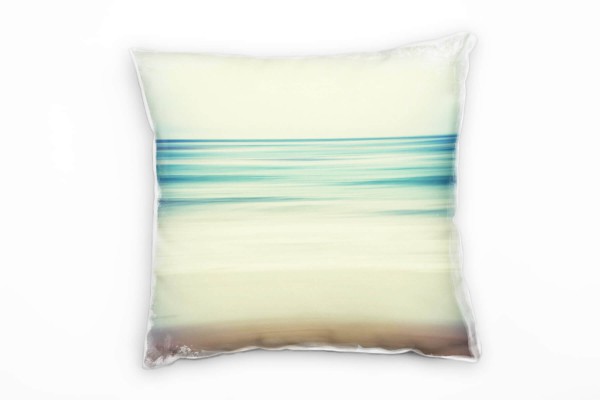 Paul Sinus Art Strand und Meer, braun, türkis, Abstrakt, Wellen Deko Kissen 40x40cm für Couch Sofa Lounge Zierkisse