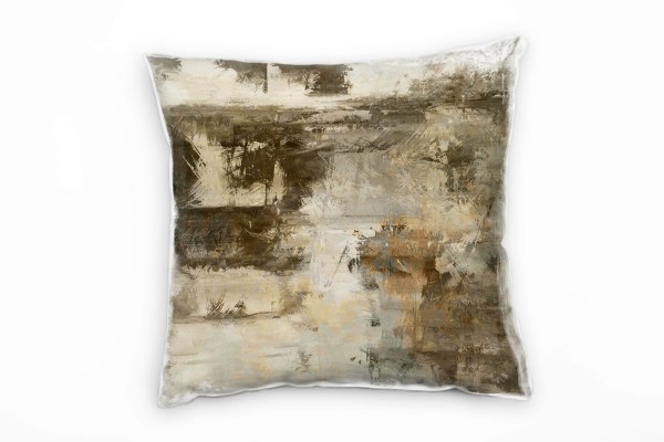 Paul Sinus Art Abstrakt, braun, grau, beige Deko Kissen 40x40cm für Couch Sofa Lounge Zierkissen