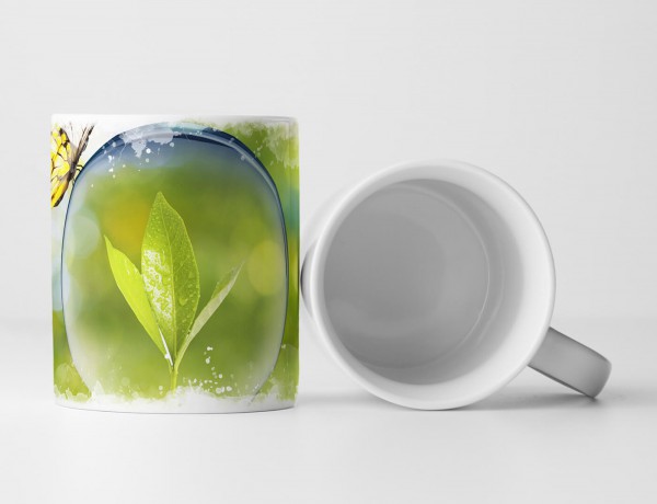 Paul Sinus Art Tasse Geschenk Naturfotografie – Glühbirne mit Spross und Schmetterling