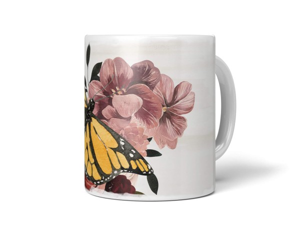 Paul Sinus Art Dekorative Tasse mit schönem Motiv Schmetterling Blumen Blüten Frühling Vintage Kunstvoll