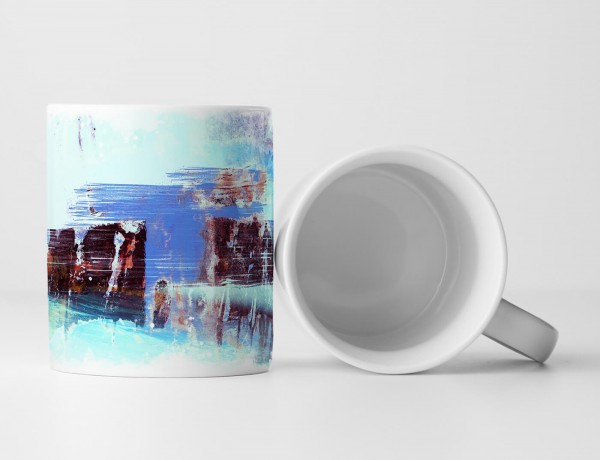 Paul Sinus Art Tasse Geschenk hellblaue, persenningblau, dunkelrote Abstraktion