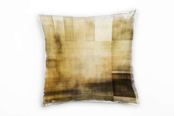 Paul Sinus Art Abstrakt, gemalt, beige, braun, gold Deko Kissen 40x40cm für Couch Sofa Lounge Zierkissen