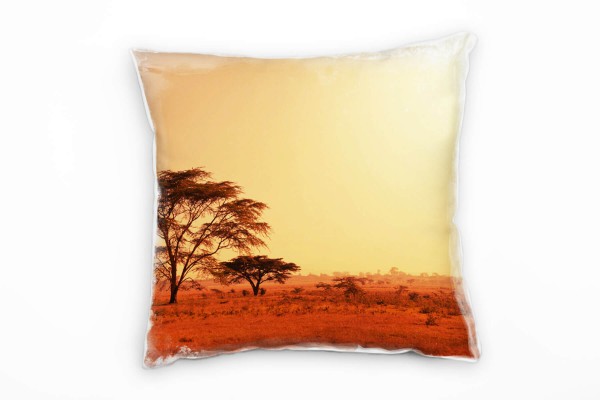 Paul Sinus Art Wüste, Landschaft, orange, gelb, Savanne, Afrika Deko Kissen 40x40cm für Couch Sofa Lounge Zierkisse