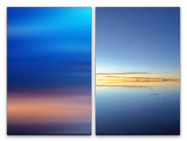 Paul Sinus Art 2 Bilder je 60x90cm Himmel Meer Horizont Ruhe Stille Sonnenaufgang Blau