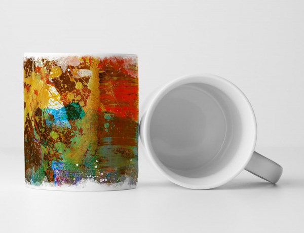 Paul Sinus Art Tasse Geschenk farbenfroh: goldrute, rot, dunkelrot, deunkeltürkis, weiß