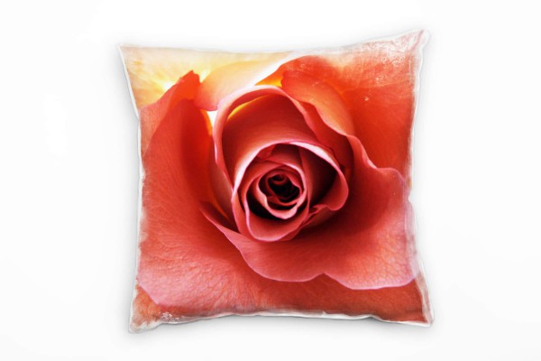 Paul Sinus Art Natur, Macro, Rose, Blumen, Rosa Deko Kissen 40x40cm für Couch Sofa Lounge Zierkissen