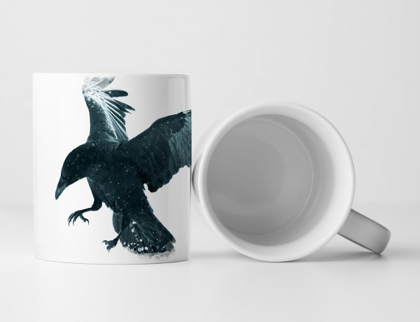 Paul Sinus Art Tasse Geschenk Tierfotografie – schwarzer fliegender Rabe