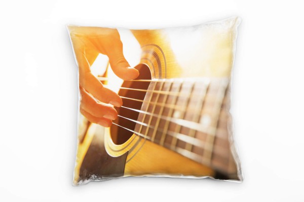 Paul Sinus Art Macro, braun, orange, gespielte Gitarre Deko Kissen 40x40cm für Couch Sofa Lounge Zierkissen