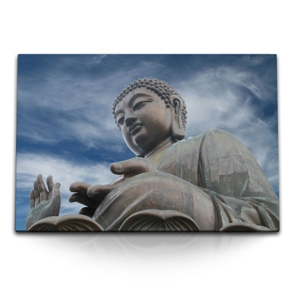 Paul Sinus Art 120x80cm Wandbild auf Leinwand Buddha Buddhastatue Buddhismus Meditation