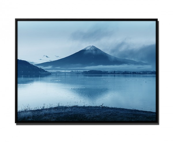 Paul Sinus Art 105x75cm Leinwandbild Petrol Natur Landschaft Montierung Fuji Kawakuchiko See Japan