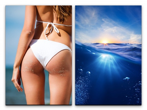 Paul Sinus Art 2 Bilder je 60x90cm Bikini Sexy Meer Wasser Sommer Sonne Strand