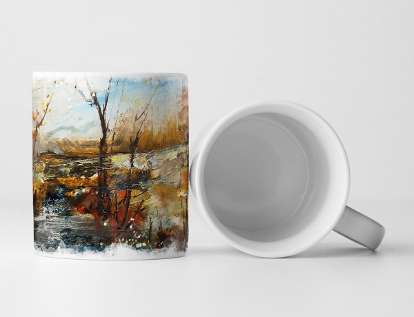 Paul Sinus Art Tasse Geschenk Bild - Bäume am Wasser