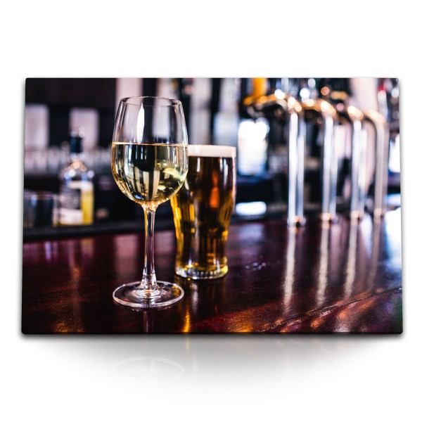 Paul Sinus Art 120x80cm Wandbild auf Leinwand Bier Bar Pilz Gastronomie Wein Lokal Bartheke