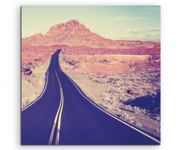 Paul Sinus Art Landschaftsfotografie – Autobahn in Berglandschaft, USA auf Leinwand