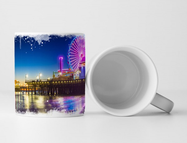 Paul Sinus Art Tasse Geschenk Landschaftsfotografie – Pier bei Nacht Santa Monica Kalifornien USA