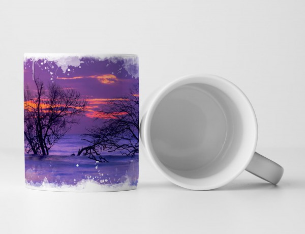 Paul Sinus Art Tasse Geschenk Naturfotografie – Sonnenuntergang und Baum im Meer