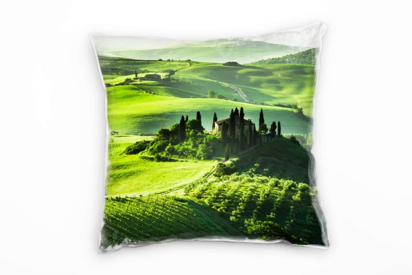 Paul Sinus Art Landschaft, Natur, grün, Wiesen, Berge, Hügel Deko Kissen 40x40cm für Couch Sofa Lounge Zierkissen