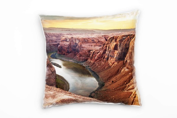 Paul Sinus Art Landschaft, Canyon, Sonnenuntergang, orange Deko Kissen 40x40cm für Couch Sofa Lounge Zierkissen