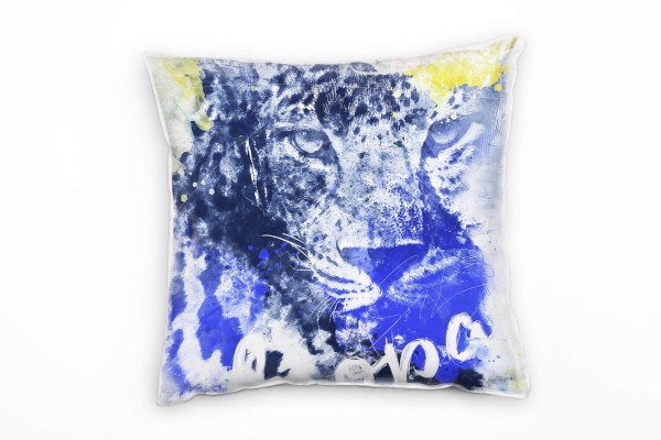 Paul Sinus Art Leopard Face Deko Kissen Bezug 40x40cm für Couch Sofa Lounge Zierkissen