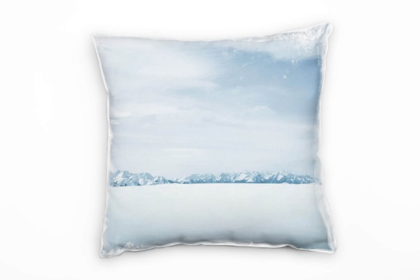 Paul Sinus Art Winter, Landschaft, weiß, blau, Schnee, Berge Deko Kissen 40x40cm für Couch Sofa Lounge Zierkissen