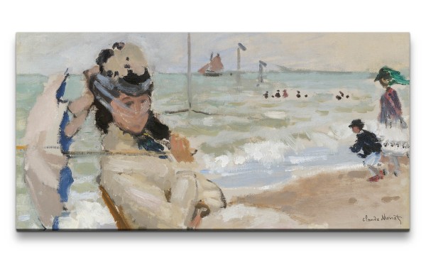 Paul Sinus Art Remaster 120x60cm Claude Monet Impressionismus weltberühmtes Wandbild Camille on the Beach