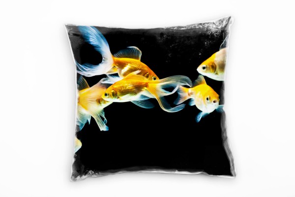 Paul Sinus Art Tiere, Goldfische, orange, schwarz Deko Kissen 40x40cm für Couch Sofa Lounge Zierkissen