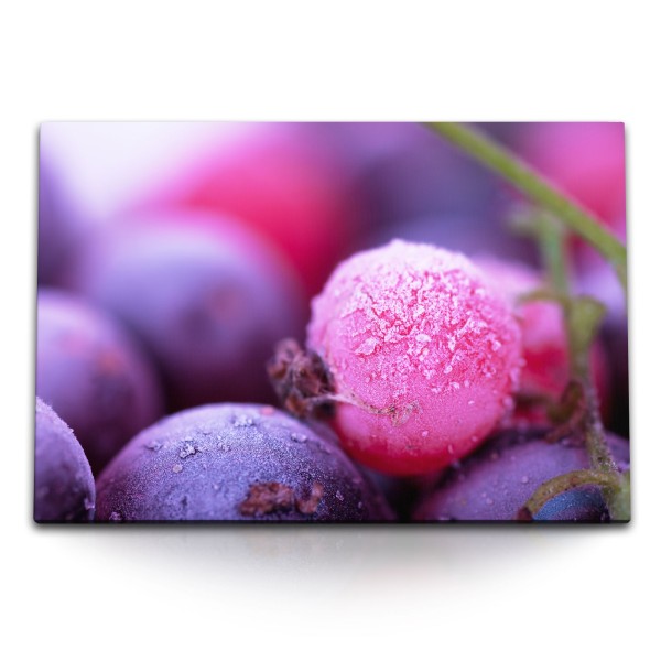 Paul Sinus Art 120x80cm Wandbild auf Leinwand Nahaufnahme Blaubeeren Beeren Rosa Fotokunst