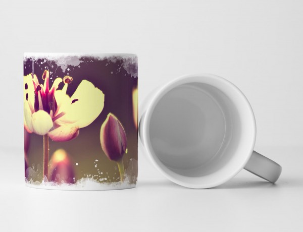 Paul Sinus Art Tasse Geschenk Naturfotografie – Vintage Blume mit braunem Hintergrund