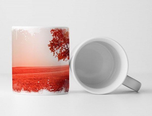 Paul Sinus Art Tasse Geschenk Landschaftsfotografie – Einsamer Baum in roter Landschaft