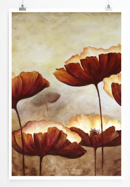 Paul Sinus Art Sepia Bild von Klatschmohn 60x90cm Poster