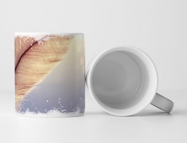 Paul Sinus Art Tasse Geschenk Naturfotografie – Feder vor ombre blauem Grund