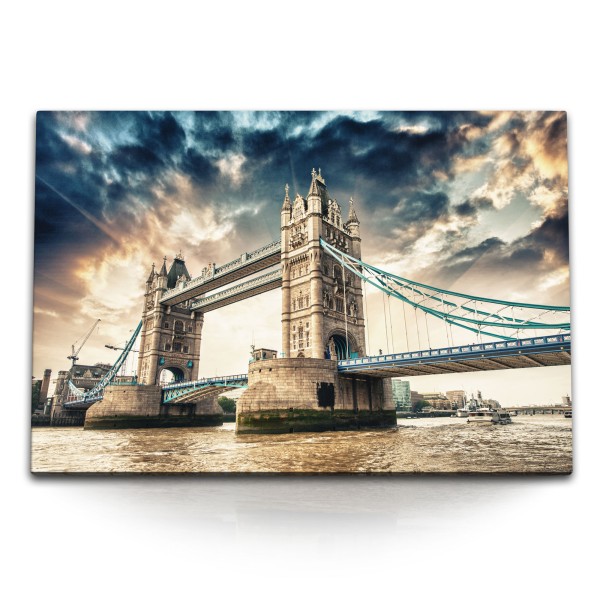 Paul Sinus Art 120x80cm Wandbild auf Leinwand London Tower Bridge England historische Brücke