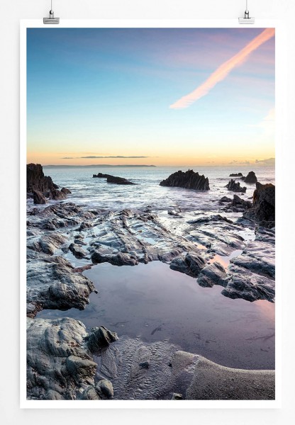 Paul Sinus Art Landschaftsfotografie 60x90cm Poster Felsen am Strand Cornwall UK