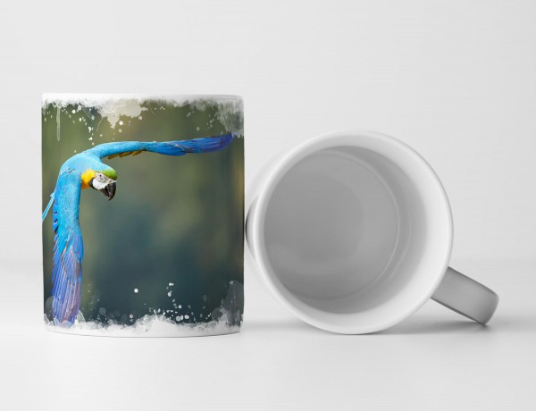 Paul Sinus Art Tasse Geschenk Tierfotografie – Ara in blau und gelb