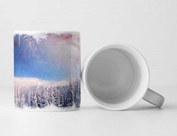 Paul Sinus Art Tasse Geschenk Winternacht Wald und Milchstraße – Fotografie Neujahr