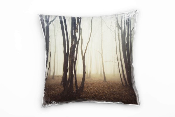 Paul Sinus Art Natur, Wald, Nebel, grau, braun Deko Kissen 40x40cm für Couch Sofa Lounge Zierkissen