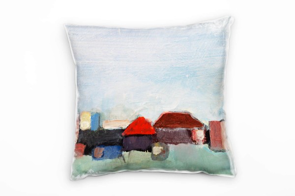 Paul Sinus Art Abstrakt, rot, gelb, blau, grün, schwarz Deko Kissen 40x40cm für Couch Sofa Lounge Zierkissen