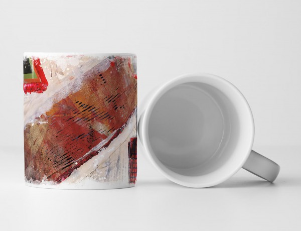 Paul Sinus Art Tasse Geschenk antik-weißen Hintergrund; rot-orange Streifen/Ecken