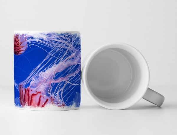 Paul Sinus Art Tasse Geschenk Tierfotografie – Rot gestreifte Quallen im Meer