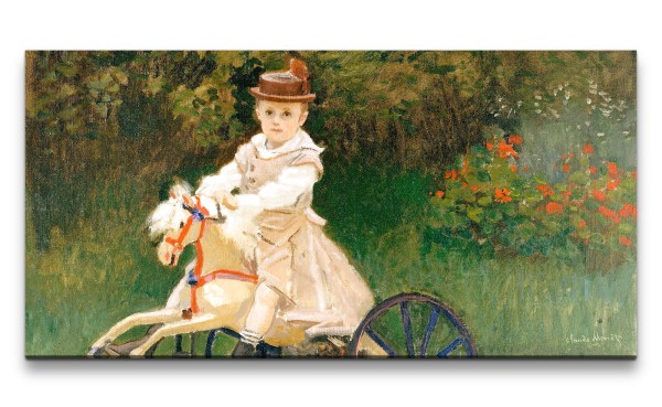 Paul Sinus Art Remaster 120x60cm Claude Monet Impressionismus weltberühmtes Wandbild Jean Monet on His Hobby Horse