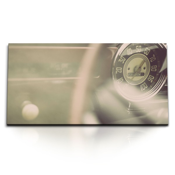 Paul Sinus Art Kunstdruck Bilder 120x60cm Oldtimer Tacho Vintage Traumauto Lenker