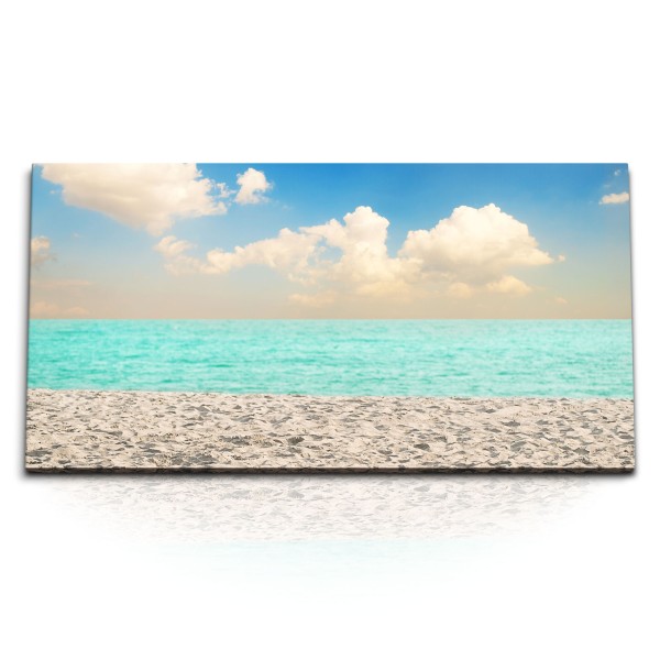 Paul Sinus Art Kunstdruck Bilder 120x60cm Sandstrand Strand Meer Sonnenschein Sommer