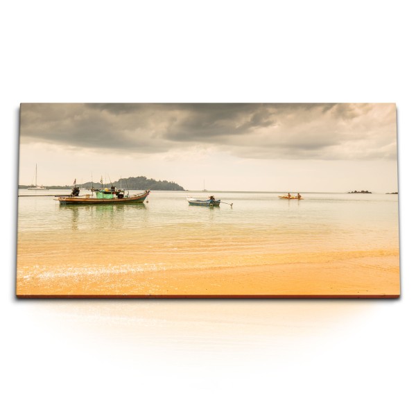 Paul Sinus Art Kunstdruck Bilder 120x60cm Thailand Strand Horizont Boote Sommer Urlaub