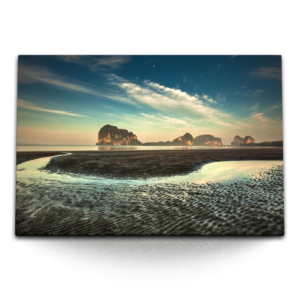 Paul Sinus Art 120x80cm Wandbild auf Leinwand Pak Meng Beach Thailand Strand Meer Inseln